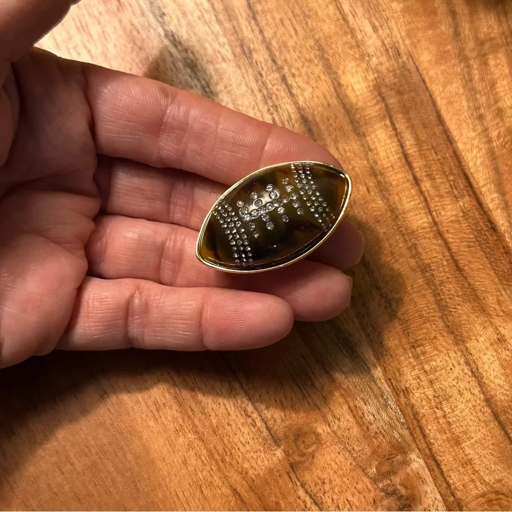 Talbots Gold and Brown Oval Football Pin Brooch, NEW